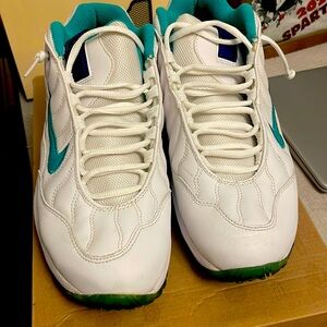White and Teal Nike Air Sneakers. Loved but with plenty of life in them.